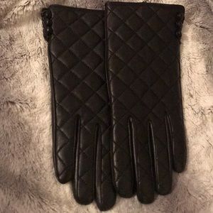 Dennis Basso XL Black Leather Gloves.  SOLD